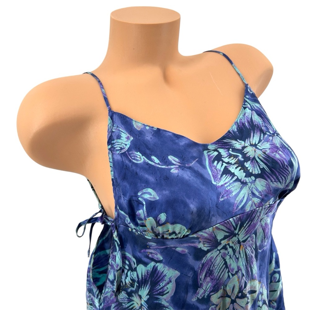 Victoria’s Secret Vtg Y2K 100% Silk Floral Print Peekaboo Side Tie Nightie Dress - Picture 2 of 12